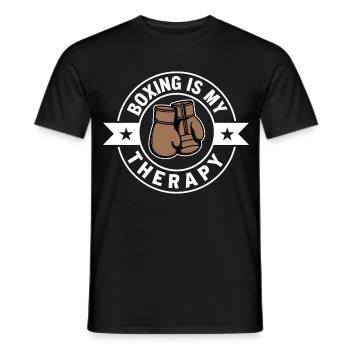 Boxing is my Therapy Boxen Sport Statement - Men's T-Shirt - black - Front - AI Model Male 178 light (178cm)