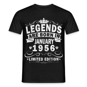 70e anniversaire Original janvier Né en 1956 - T-shirt homme - noir - Devant - AI Model Male 178 light (178cm)