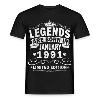 Légende du 35e anniversaire janvier 1991 - T-shirt homme - noir - Devant - AI Model Male 178 light (178cm)