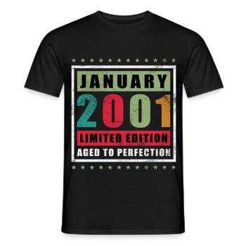 Janvier 2001 Édition limitée vieillie - T-shirt homme - noir - Devant - AI Model Male 178 light (178cm)
