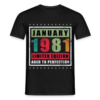 Januar 1981 Limitierte Edition Gealtert Perfektion - Männer T-Shirt - Schwarz - Vorne - AI Model Male 178 light (178cm)