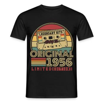 Original 1956 Vintage Vintage Anniversaire Rétro - T-shirt homme - noir - Devant - AI Model Male 178 light (178cm)