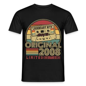 Original 2008 Vintage Vintage Anniversaire Rétro - T-shirt homme - noir - Devant - AI Model Male 178 light (178cm)