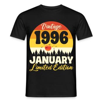 Vintage January 1996 Anniversary 1996 Retro - Men's T-Shirt - black - Front - AI Model Male 178 light (178cm)