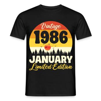 Vintage January 1986 Anniversary 1986 Retro - Men's T-Shirt - black - Front - AI Model Male 178 light (178cm)