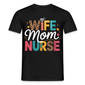 Wife Mom Nurse Leopard - Männer T-Shirt - Schwarz - Vorne - AI Model Male 178 light (178cm)