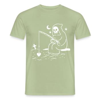 Grim Reaper's Heart Catcher - Men's T-Shirt - sage - Front - AI Model Male 178 light (178cm)