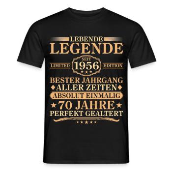 Anniversaire : né en 1956, 70 ans - T-shirt homme - noir - Devant - AI Model Male 178 light (178cm)