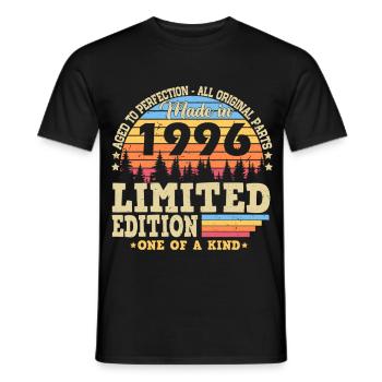 1996 Vintage Vintage Retro Birthday Gift - Men's T-Shirt - black - Front - AI Model Male 178 light (178cm)