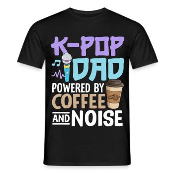 K Pop Dad Powered By Coffee And Noise - Men's T-Shirt - black - Front - AI Model Male 178 light (178cm)
