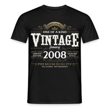 18th Birthday Vintage January Vintage 2008 - Men's T-Shirt - black - Front - AI Model Male 178 light (178cm)