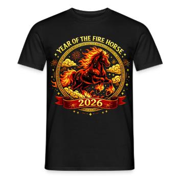 Vintage Chinesische Sternzeichen Pferd Shirt 2026  - Männer T-Shirt - Schwarz - Vorne - AI Model Male 178 light (178cm)