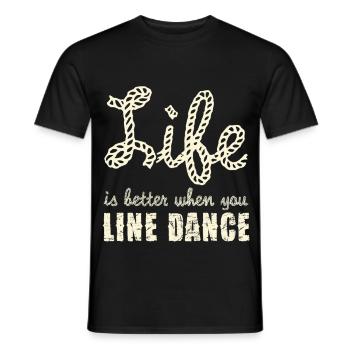 Line Dance Joie de vivre Rope Font - Men's T-Shirt - black - Front - AI Model Male 178 light (178cm)