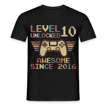 Level 10 Unlocked Gamer 10 Birthday Gift - Men's T-Shirt - black - Front - AI Model Male 178 light (178cm)