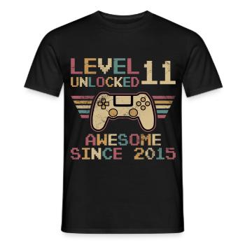 11e anniversaire Boys Video Gamer Niveau 11 débloqué - T-shirt homme - noir - Devant - AI Model Male 178 light (178cm)