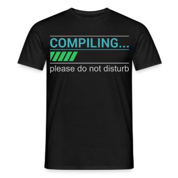 Funny Programmer T-Shirt - Compiling Please - Men's T-Shirt - black - Front - AI Model Male 178 light (178cm)