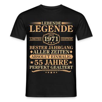 Anniversaire : né en 1971, 55 ans - T-shirt homme - noir - Devant - AI Model Male 178 light (178cm)