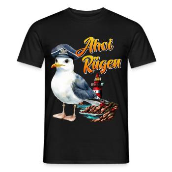 Ostsee Urlaub AHOI RÜGEN Lustiges - Männer T-Shirt - Schwarz - Vorne - AI Model Male 178 light (178cm)