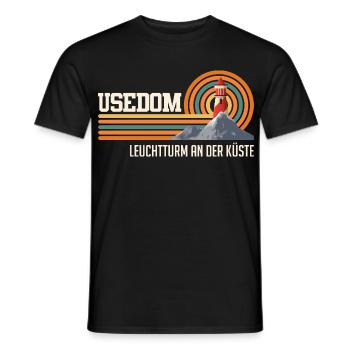 USEDOM LIGHTHOUSE ON THE COAST Fun - Men's T-Shirt - black - Front - AI Model Male 178 light (178cm)
