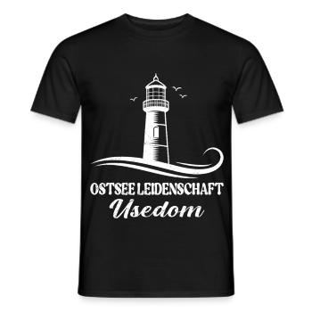 Usedom Holiday BALTIC SEA PASSION USEDOM Funny - Men's T-Shirt - black - Front - AI Model Male 178 light (178cm)