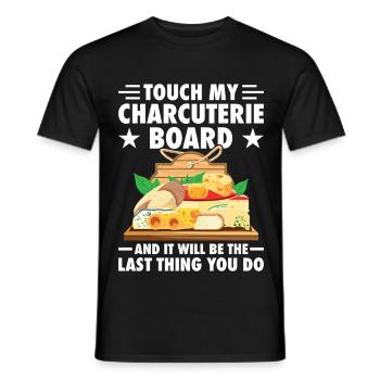 Plateau de charcuterie avec couvercle fromage et charcuterie - T-shirt homme - noir - Devant - AI Model Male 178 light (178cm)