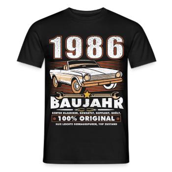 1986 Geboren Geburtstag Oldtimer - Männer T-Shirt - Schwarz - Vorne - AI Model Male 178 light (178cm)