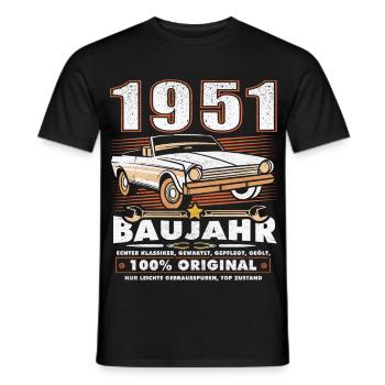 Baujahr 1951 Oldtimer Geburtstag Spruch 75 Jahre - Männer T-Shirt - Schwarz - Vorne - AI Model Male 178 light (178cm)
