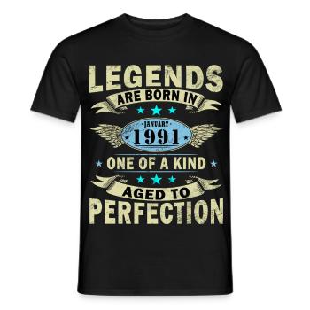 Légende du 35e anniversaire janvier 1991 - T-shirt homme - noir - Devant - AI Model Male 178 light (178cm)