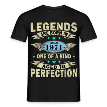 55e anniversaire Original janvier Né en 1971 - T-shirt homme - noir - Devant - AI Model Male 178 light (178cm)