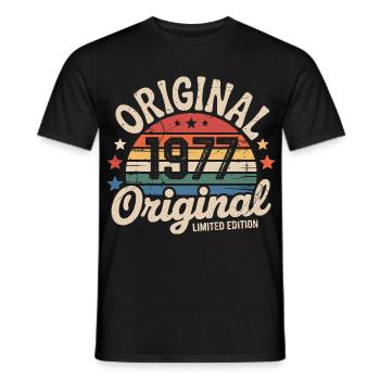 1977 Vintage Édition limitée Cadeau 1977 - T-shirt homme - noir - Devant - AI Model Male 178 light (178cm)