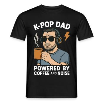 K Pop Dad Powered By Coffee And Noise - Men's T-Shirt - black - Front - AI Model Male 178 light (178cm)