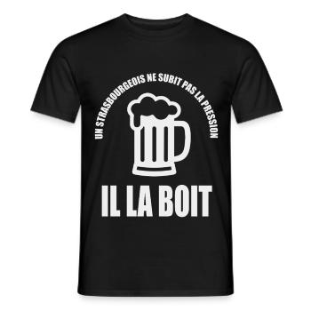 Un Strasbourgeois ne subit pas la pression il la b - T-shirt homme - noir - Devant - AI Model Male 178 light (178cm)
