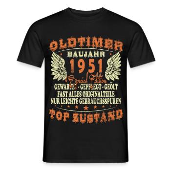Baujahr 1951 Oldtimer Geburtstag Spruch 75 Jahre - Männer T-Shirt - Schwarz - Vorne - AI Model Male 178 light (178cm)