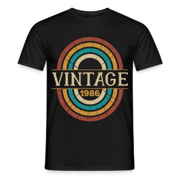 Vintage 1986 Anniversaire Cadeau Rétro Né en 1986 - T-shirt homme - noir - Devant - AI Model Male 178 light (178cm)