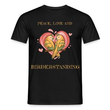 PAIX, AMOUR ET OBSERVATION DES OISEAUX - T-shirt homme - noir - Devant - AI Model Male 178 light (178cm)