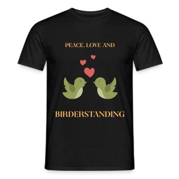 PAIX, AMOUR ET OBSERVATION DES OISEAUX - T-shirt homme - noir - Devant - AI Model Male 178 light (178cm)