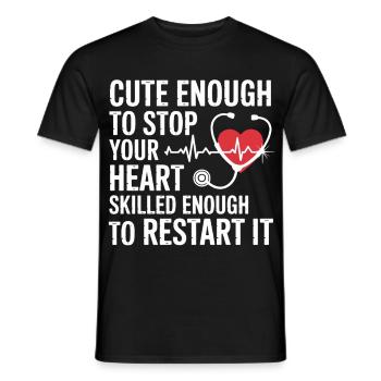 Herz Restart: Niedlich und Stark - Männer T-Shirt - Schwarz - Vorne - AI Model Male 178 light (178cm)