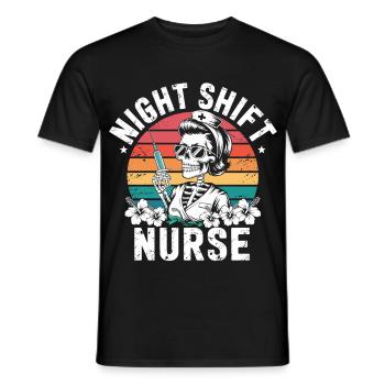 Infirmière de nuit rétro - T-shirt homme - noir - Devant - AI Model Male 178 light (178cm)
