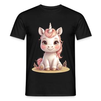 Zuckersüßes Einhornbaby Illustration - Männer T-Shirt - Schwarz - Vorne - AI Model Male 178 light (178cm)