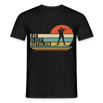 eat sleep biathlon  - Männer T-Shirt - Schwarz - Vorne - AI Model Male 178 light (178cm)