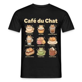 Katzencafé Motive – Leckereien - Männer T-Shirt - Schwarz - Vorne - AI Model Male 178 light (178cm)