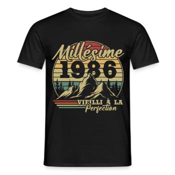 Jahrgang 1986 - Männer T-Shirt - Schwarz - Vorne - AI Model Male 178 light (178cm)