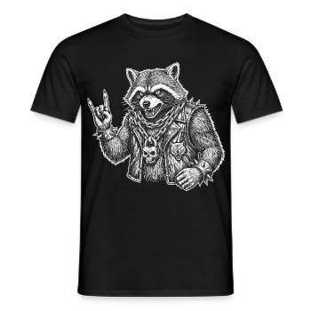 Retro Waschbär Rock Musik Geschenk Lustig - Männer T-Shirt - Schwarz - Vorne - AI Model Male 178 light (178cm)