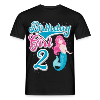 2nd Birthday Mermaid - Men's T-Shirt - black - Front - AI Model Male 178 light (178cm)