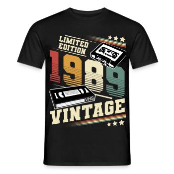 1989 Geburtsjahr Baujahr Geburtstag vintage - Männer T-Shirt - Schwarz - Vorne - AI Model Male 178 light (178cm)