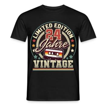 24th Birthday Vintage Cassette - Men's T-Shirt - black - Front - AI Model Male 178 light (178cm)