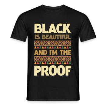 Le noir est beau, j’en suis la preuve. - T-shirt homme - noir - Devant - AI Model Male 178 light (178cm)