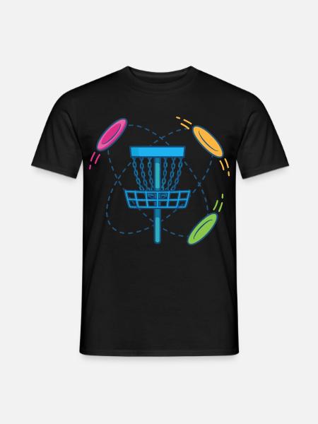 Disc-Golf-Korb und Flying Discs-Szene - Männer T-Shirt - Schwarz