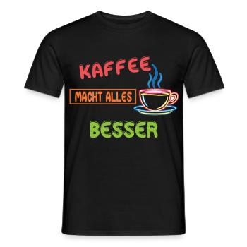 Coffee makes everything better - Neon Coffee Design - Men's T-Shirt - black - Front - AI Model Male 178 light (178cm)