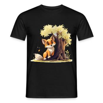 Waldfuchs am goldenen Baum - Männer T-Shirt - Schwarz - Vorne - AI Model Male 178 light (178cm)